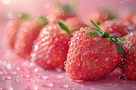 水珠滴在草莓表面图片