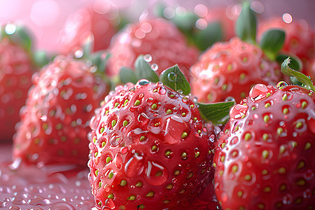 草莓上的水珠图片
