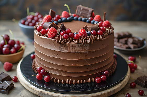 巧克力浆果蛋糕图片