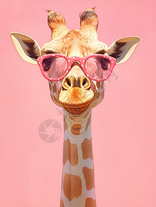 粉色背景上的长颈鹿图片