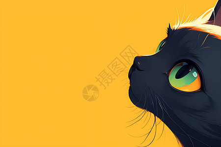 黑色猫咪的插画图片