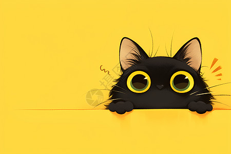 可爱黑猫插画高清图片