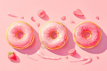 美味的粉色甜甜圈图片