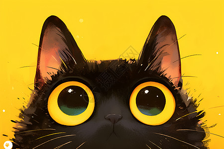 大眼睛的黑猫高清图片