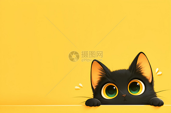 小黑猫偷偷窥视图片