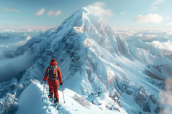 雪山上的探险者图片