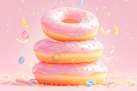 粉色背景下的甜甜圈图片