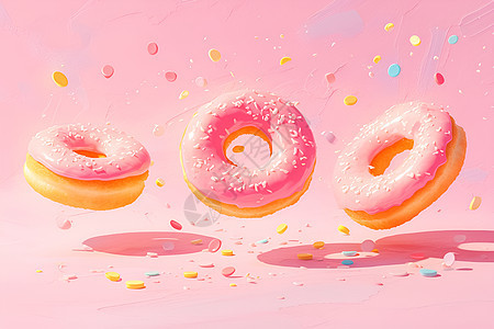 粉色诱人甜甜圈图片