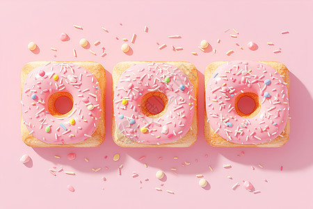 粉色甜甜圈的插画图片