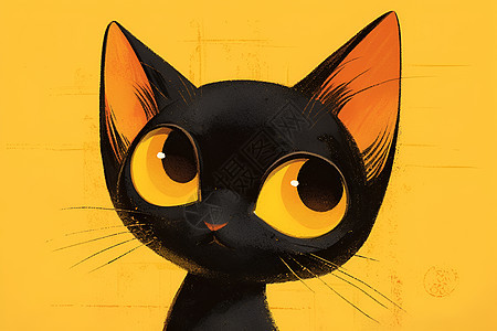 黑猫黄背景图片