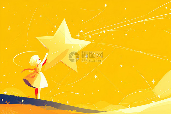 星空中的小女孩图片