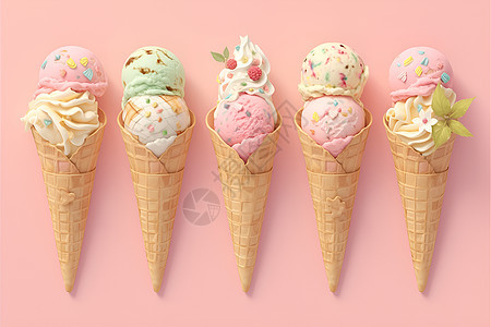 五个冰淇淋甜筒图片