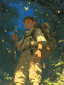 树林里的男孩背景图片