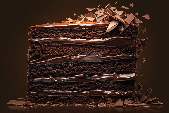 细腻层次的巧克力蛋糕图片