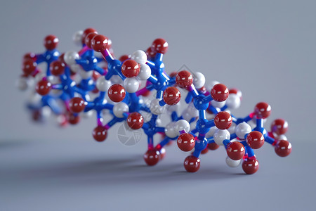 生物分子红白蓝构造的分子插画
