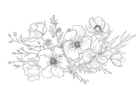 花卉素描艺术插画图片