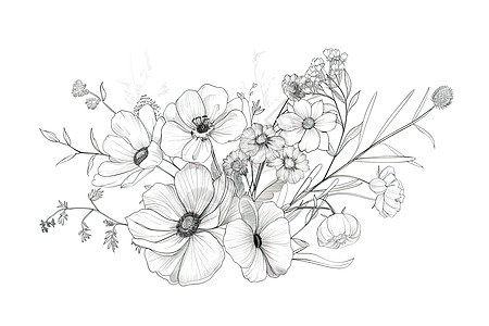 简单线条花卉插画图片