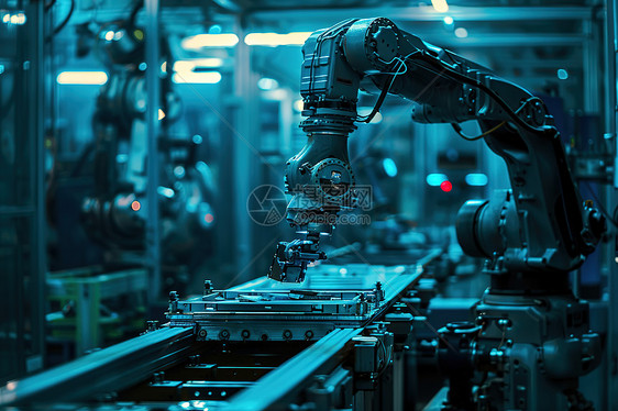 机器人臂在工厂里操作图片
