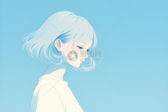 清新的少女插画图片