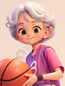 微笑的老人拿着篮球图片