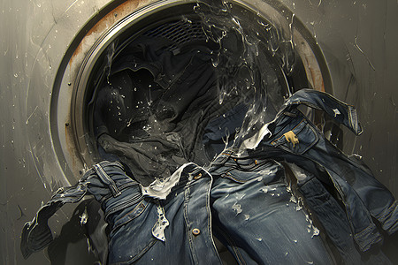 洗衣机里的牛仔裤图片