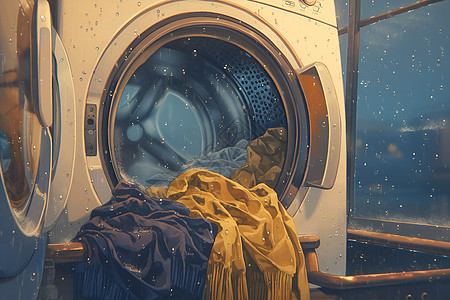滚筒洗衣机里的衣服图片