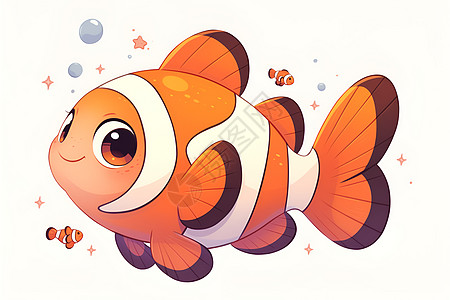 活泼可爱的小丑鱼插画图片