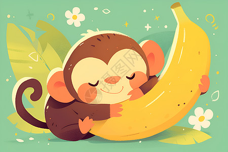 可爱的猴子享受香蕉时刻图片