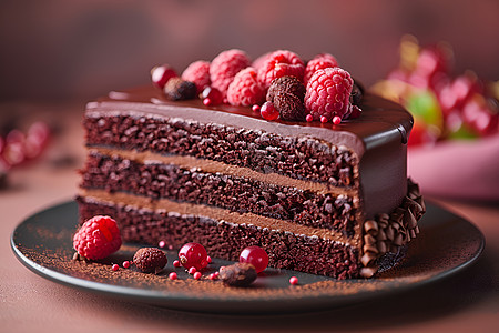 诱人食物巧克力蛋糕的诱人外观背景