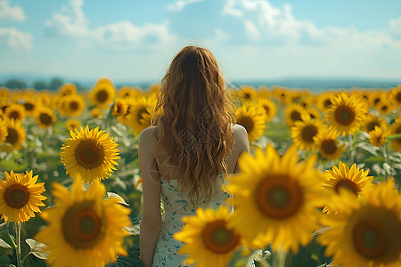 太阳花中的女子图片