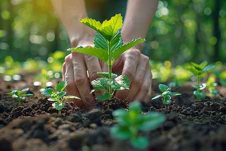 种植苗木的农民图片