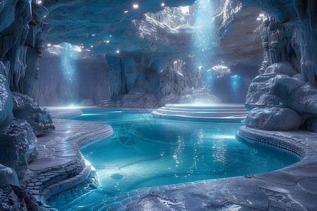 洞穴里的水池图片