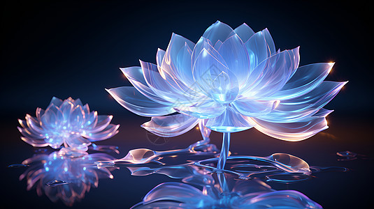 透明的蓝莲花图片