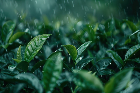 绿叶上带着雨滴图片