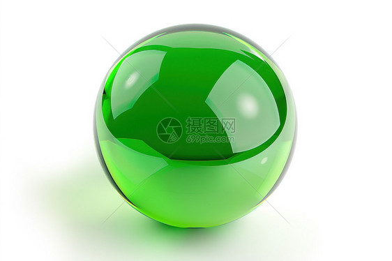 绿球在白色背景中图片