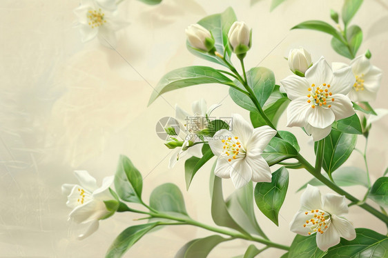白花绿叶的插图图片