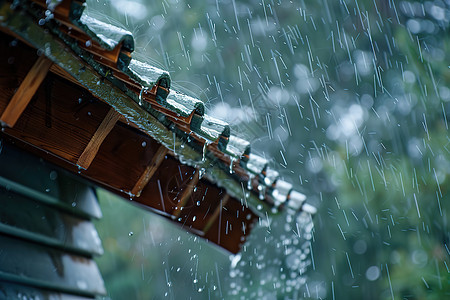 屋顶上的雨滴背景图片