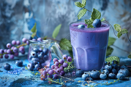 一杯蓝莓冰沙图片