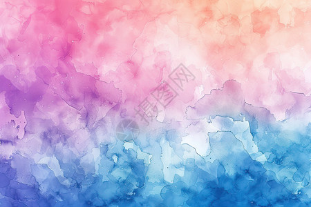蓝粉紫色调的水彩图片