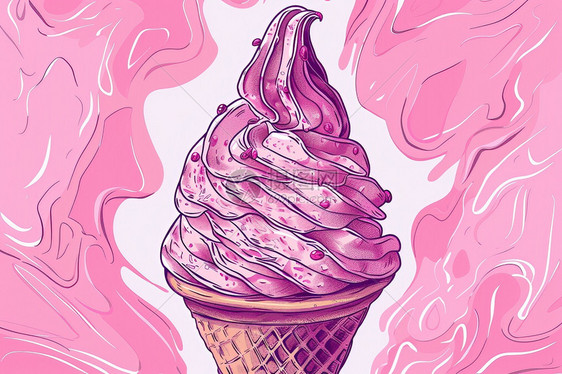 粉色冰淇淋筒图片