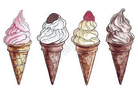 四个冰淇淋筒背景图片