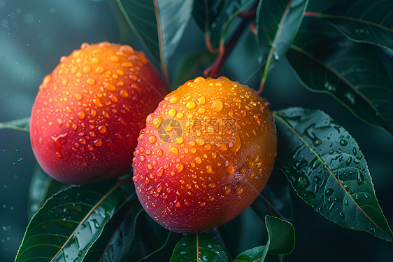 芒果上的水滴图片