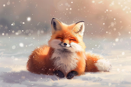 雪地中的红狐图片