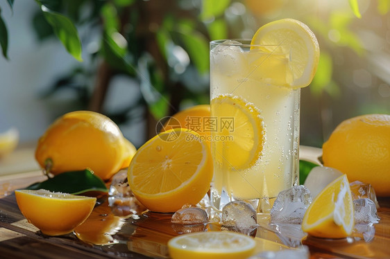 夏日清凉柠檬水图片
