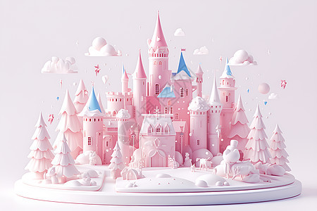 粉色的卡通城堡图片