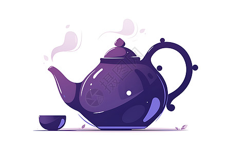 紫色简约茶壶插画图片