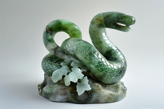 栩栩如生的青蛇雕塑图片