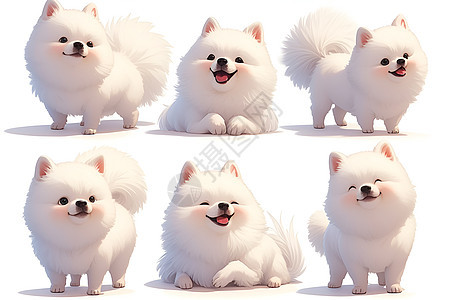 可爱白色狗狗插画图片