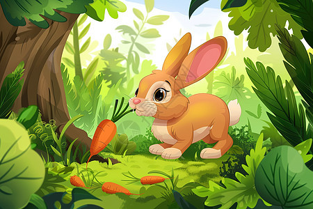 森林中的一只兔子图片