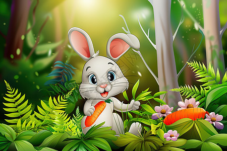 森林中兔子图片